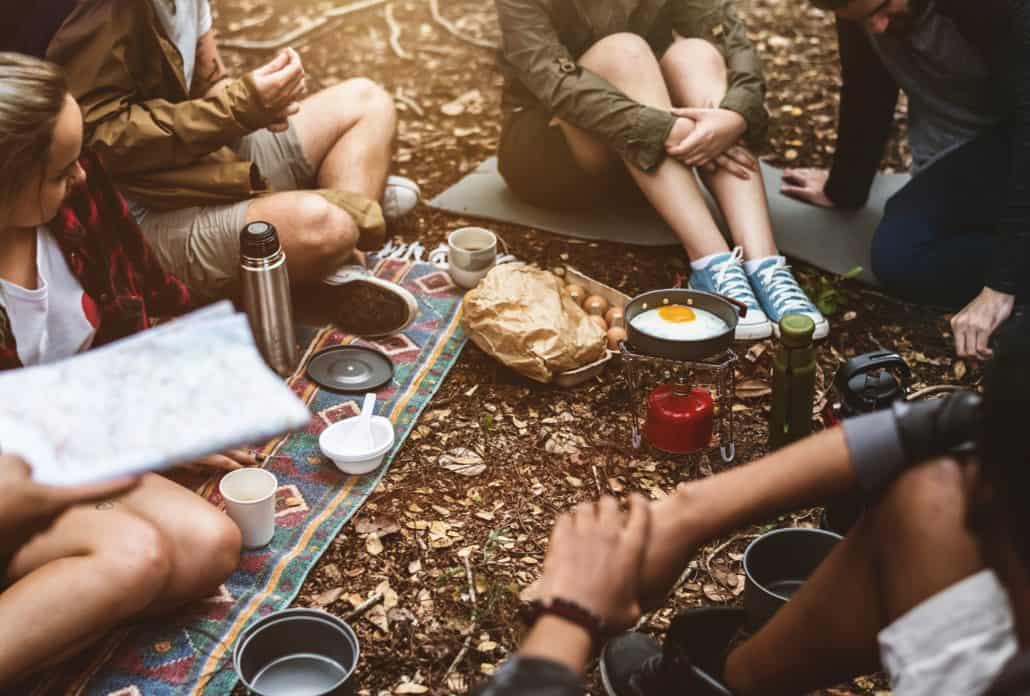 Camp cooking outdoors