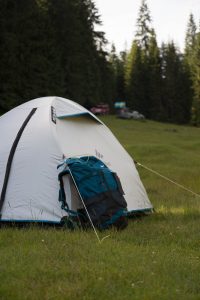 White camping tent for backpacking