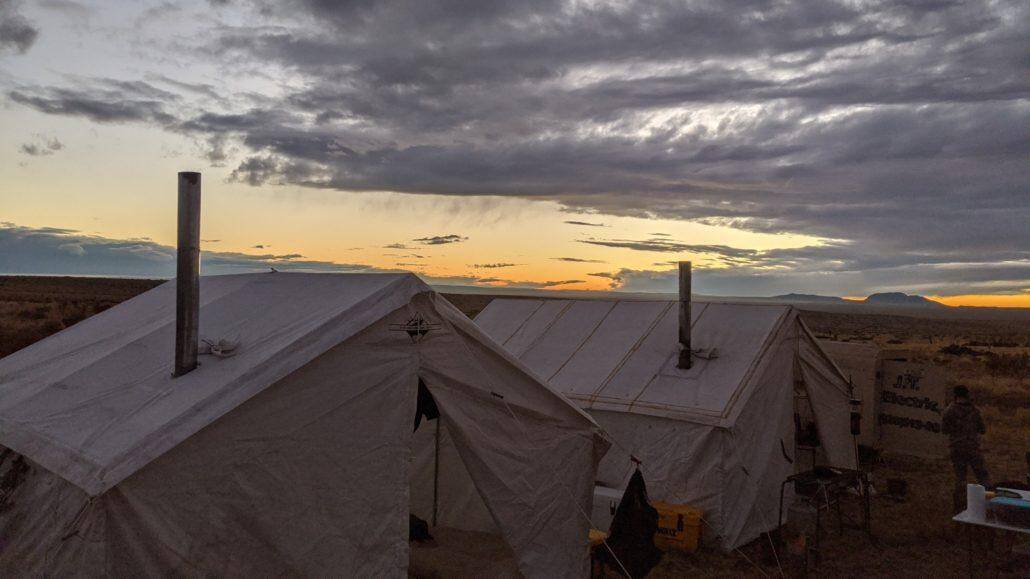 canvas tent with awning