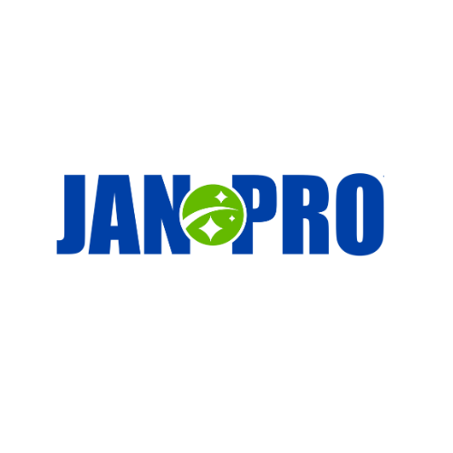 Logomarca da franquia Jan-Pro, de limpeza comercial.