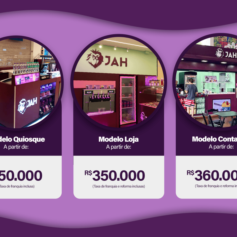 Valores de investimento em uma franquia JAH do Açaí.
