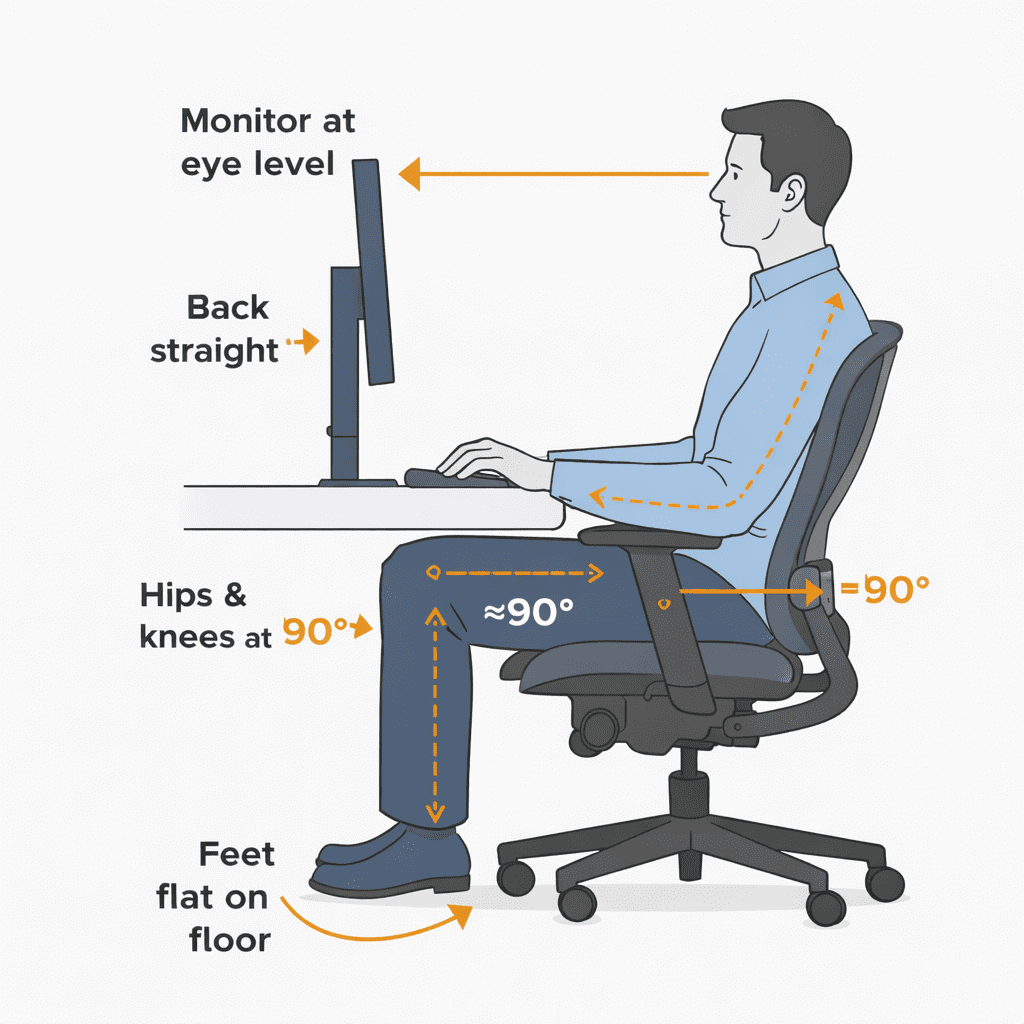 Correct desk sitting posture