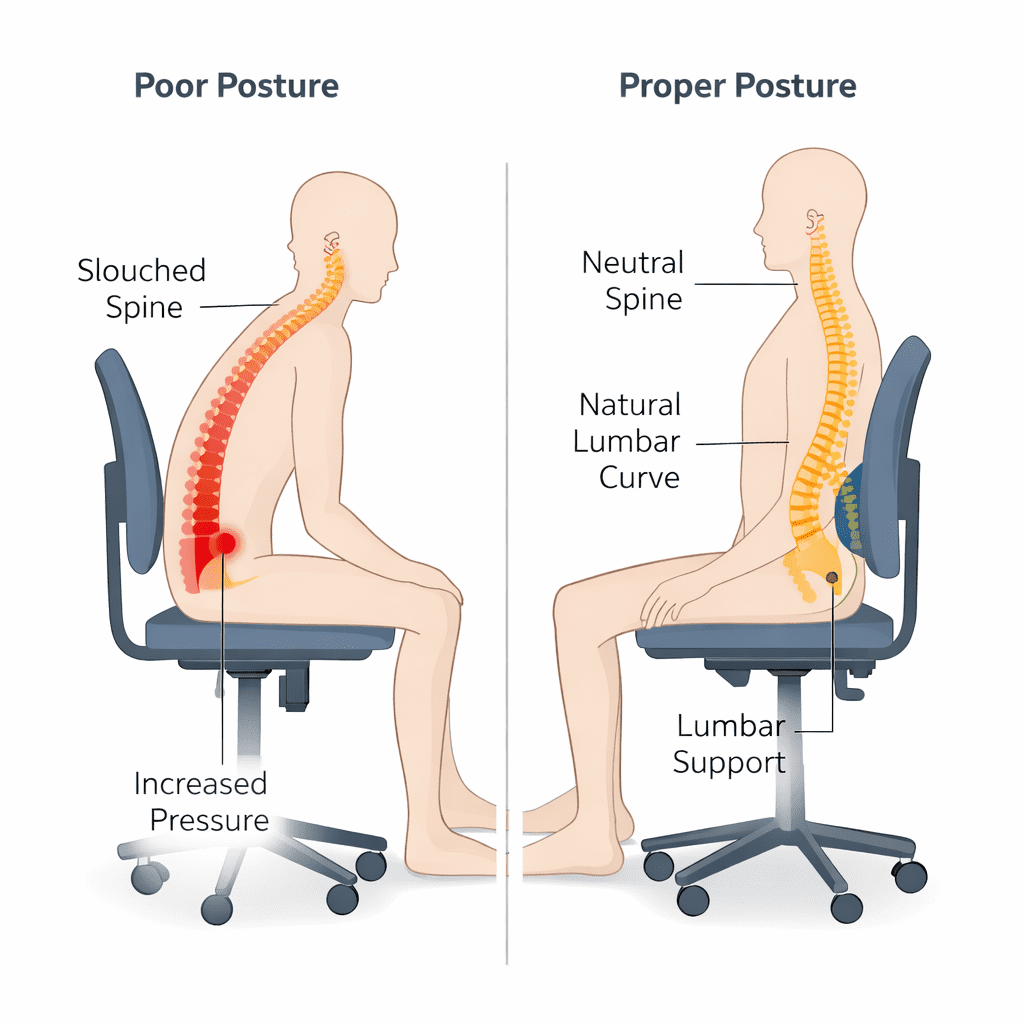 proper sitting posture comparison for ergonomic and kneeling chairs