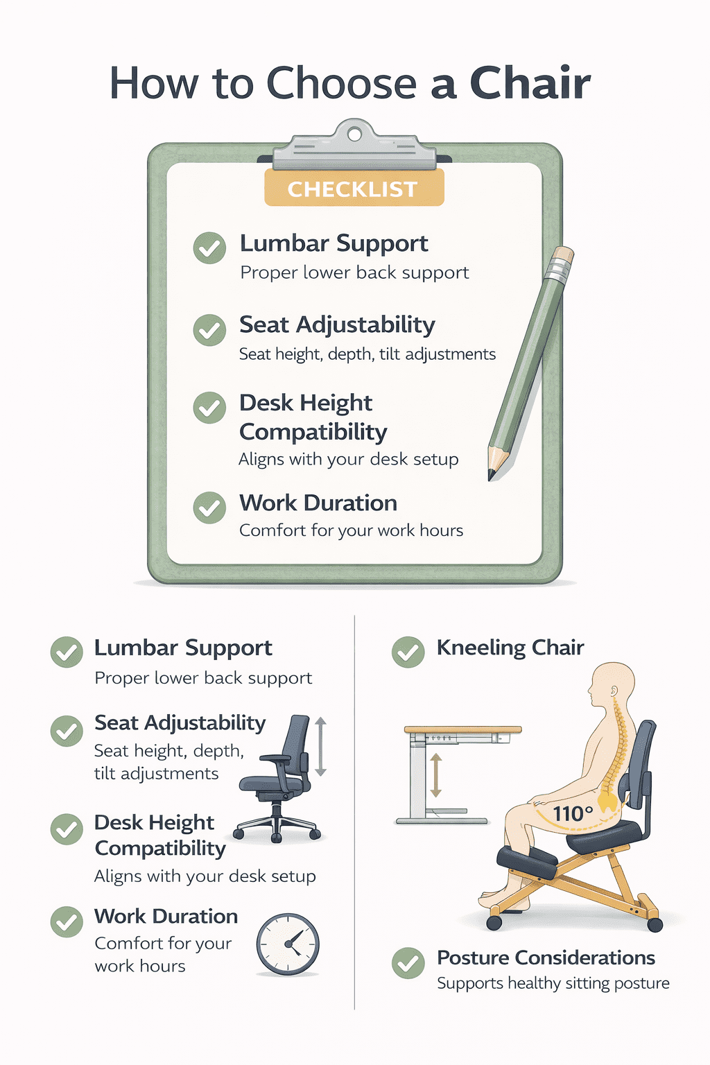 how to choose ergonomic or kneeling chair for better posture