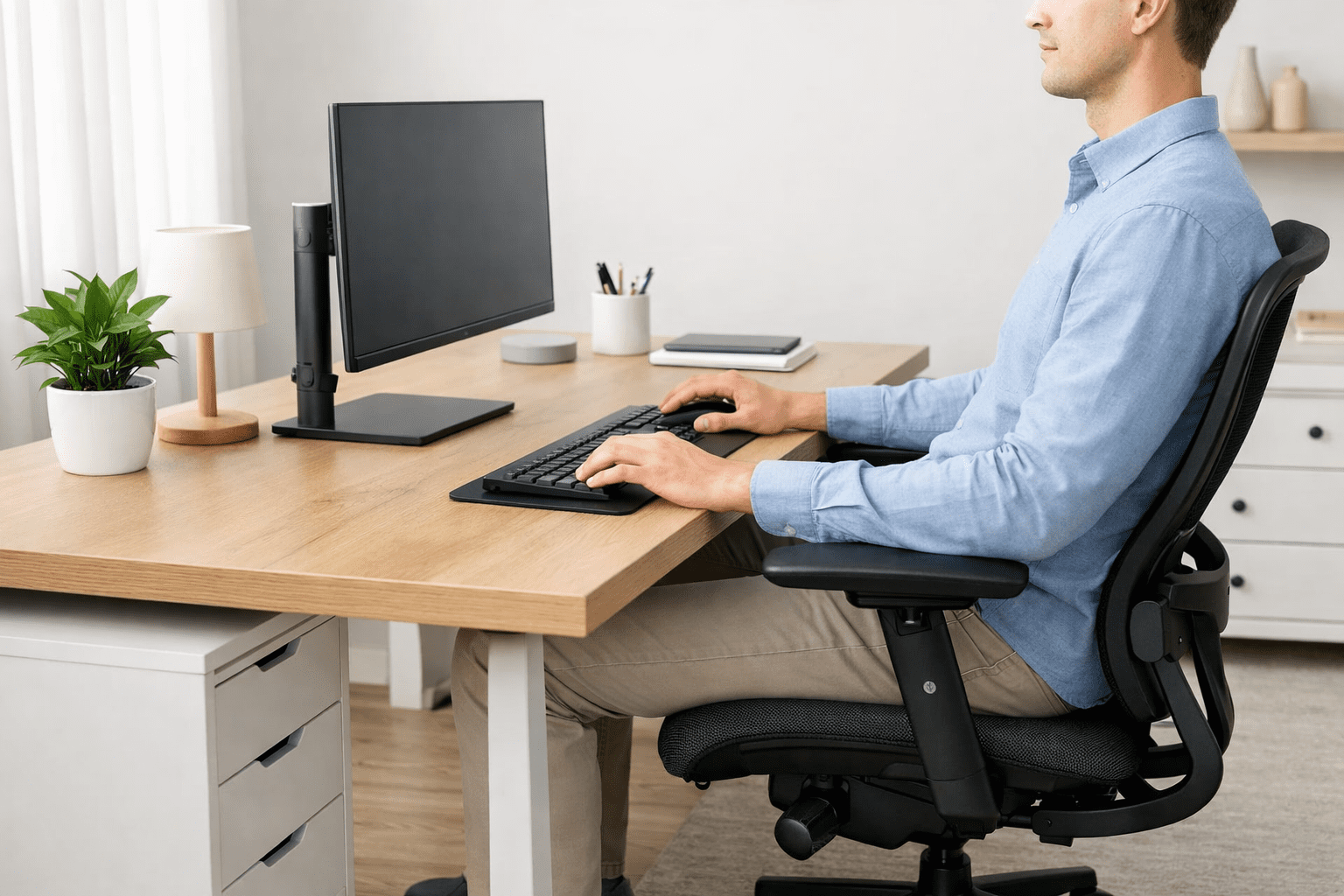 Proper desk ergonomics for home office