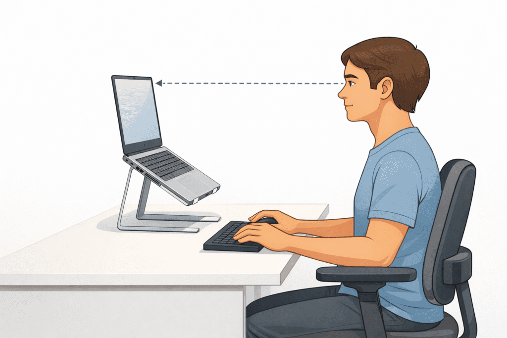 laptop ergonomic monitor height setup