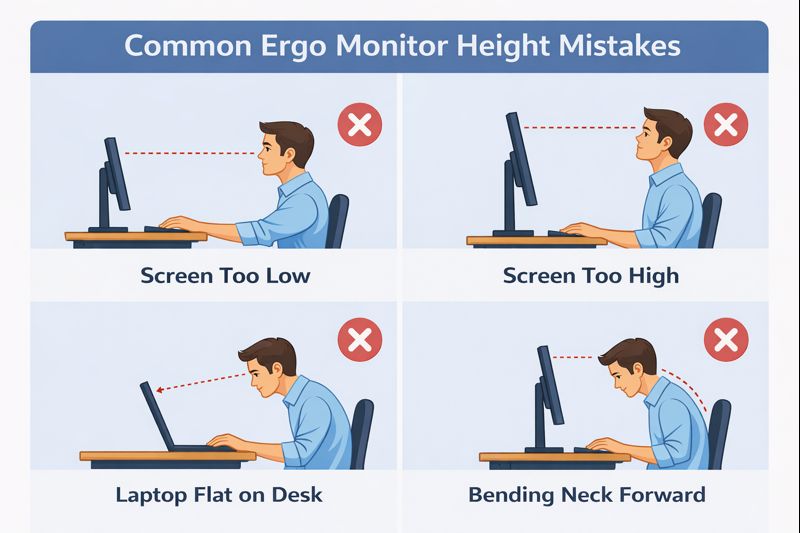 common ergonomic monitor height mistakes