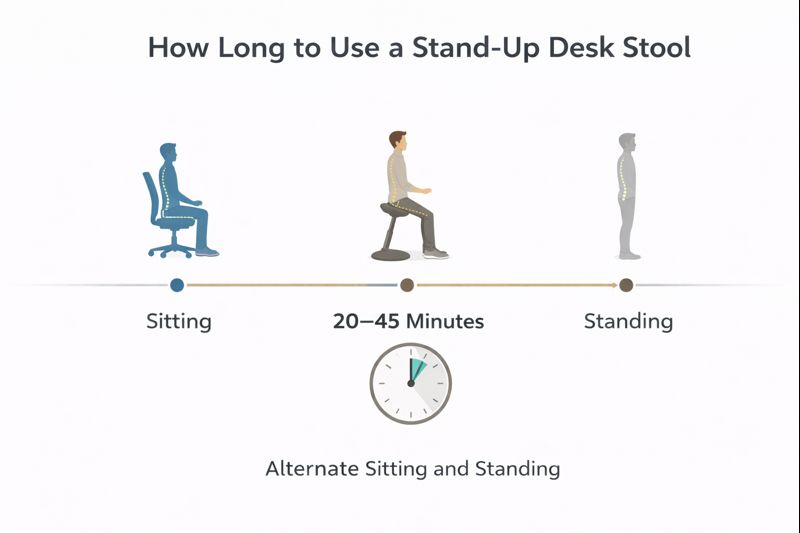 Recommended usage time for stand-up desk stools