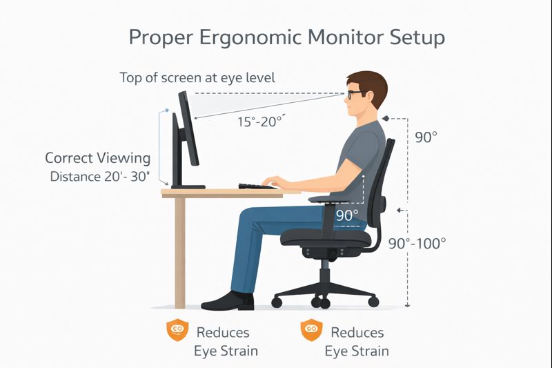 ergonomic monitor height and screen setup