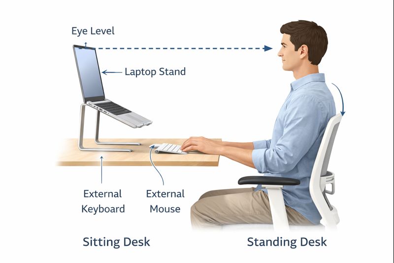 laptop monitor height ergonomic setup