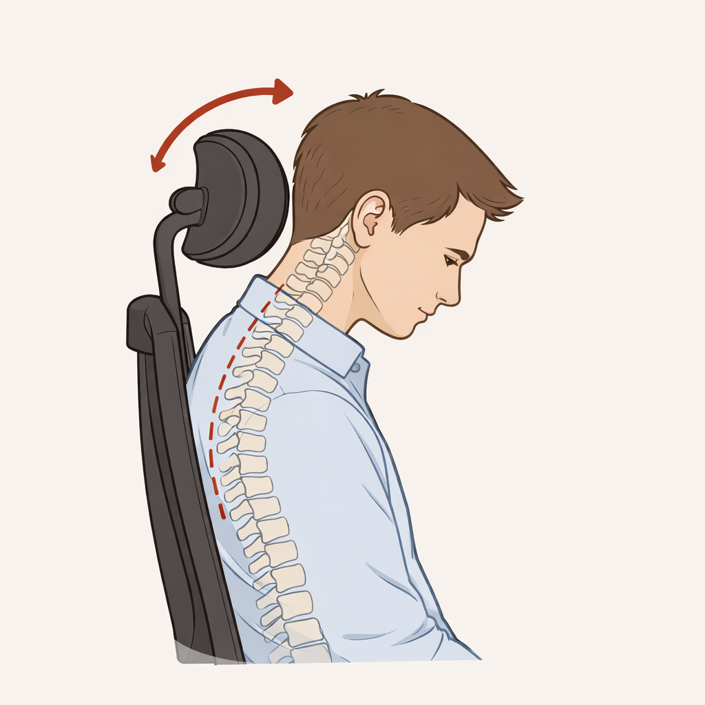 headrest pushing the head forward and increasing neck strain