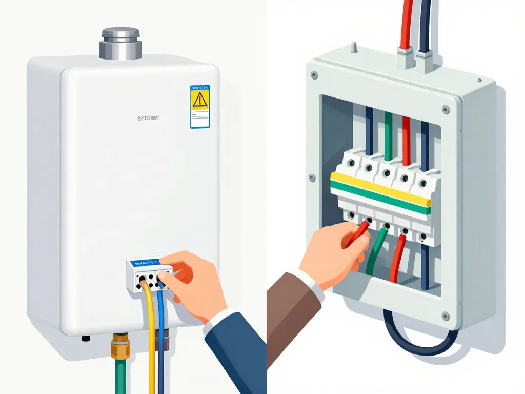 étapes visuelles branchement chauffe eau triphasé