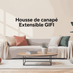 salon avec housse de canapé extensible gifi