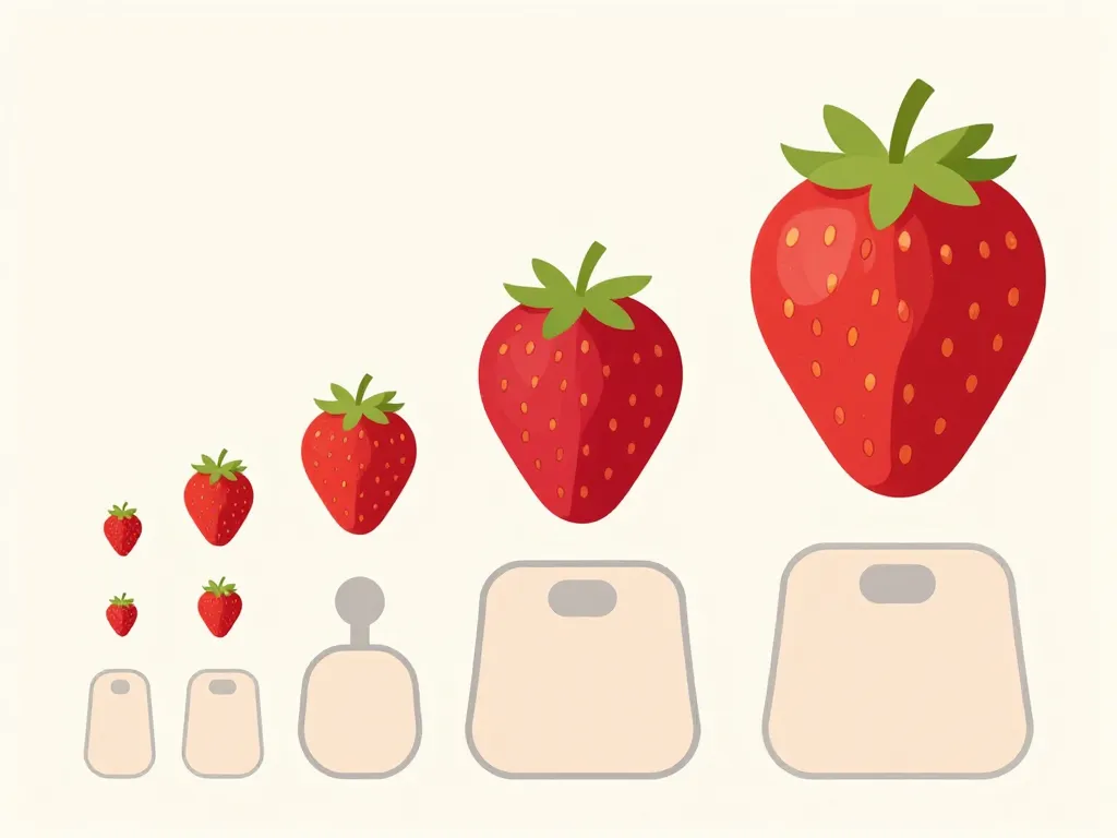 Diagramme tailles et poids d'une fraise