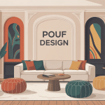 pouf design mis en scène dans salon moderne
