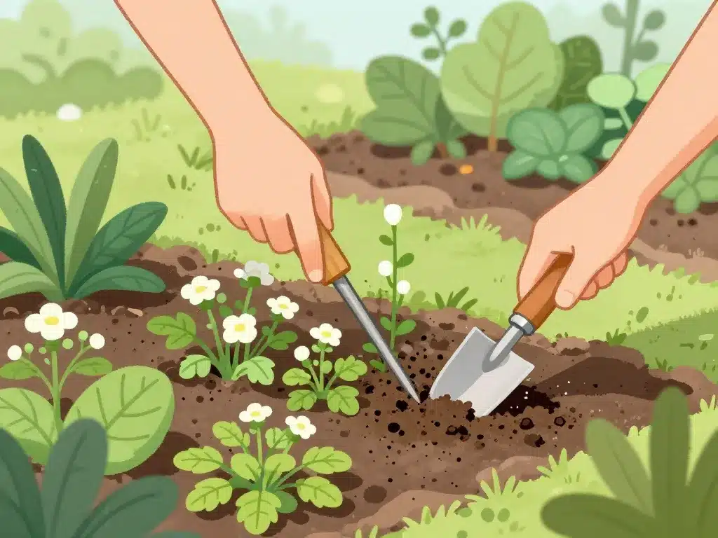 méthodes enlever mauvaises herbes à fleurs blanches jardin