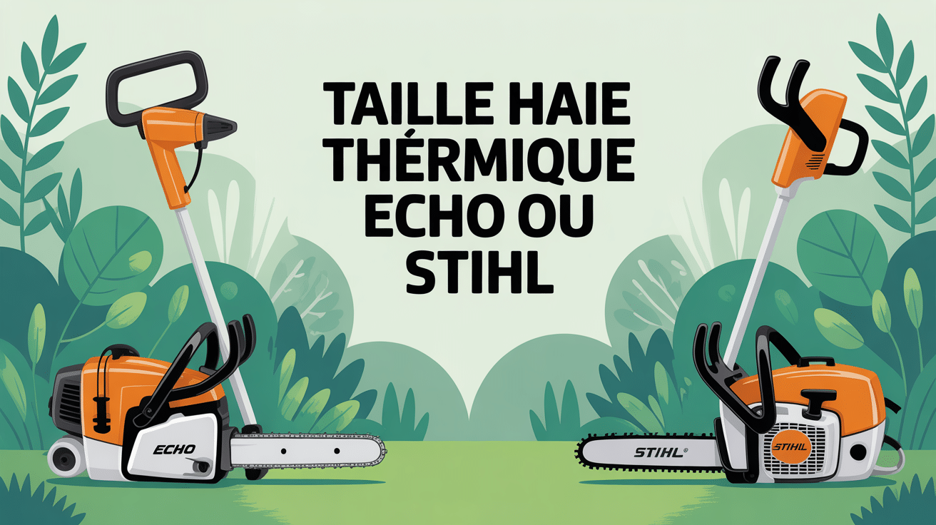 illustration taille haie thermique echo ou stihl