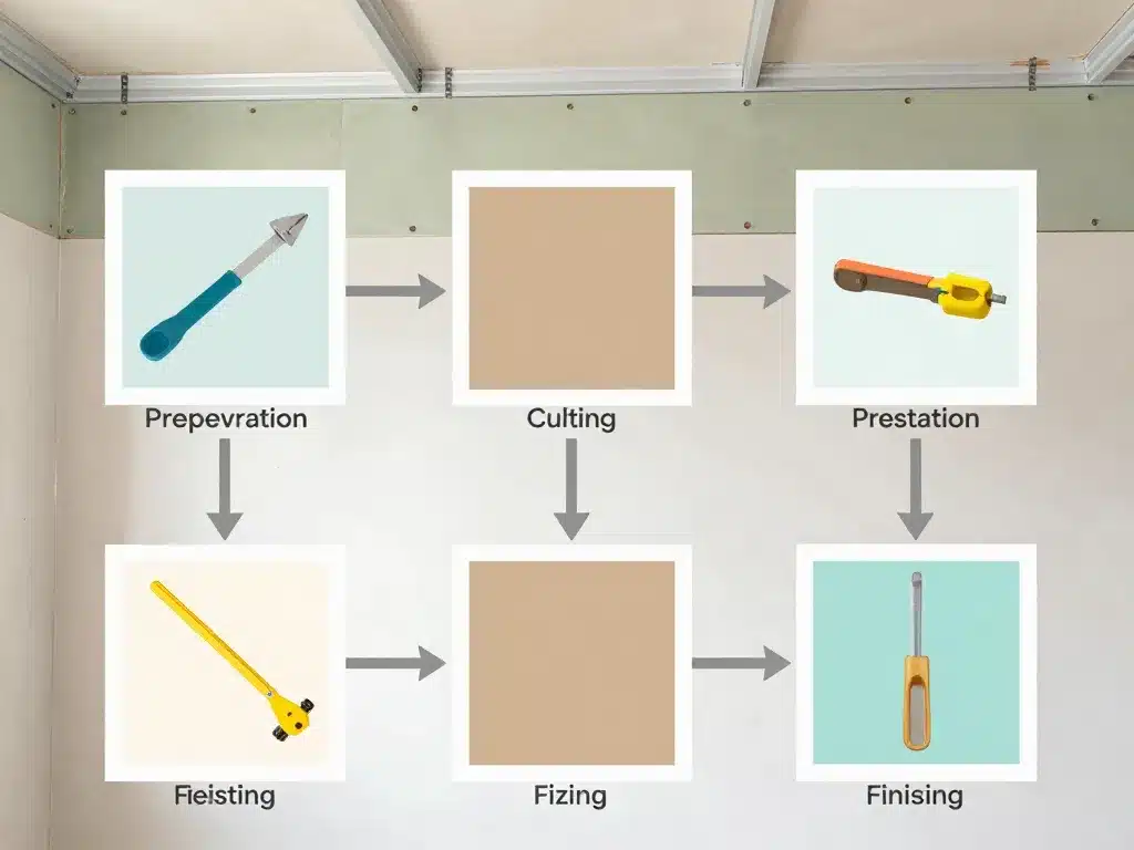 diagramme des étapes temps pose placo m2