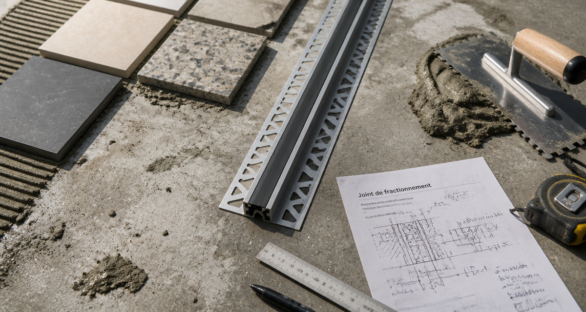 Carrelage joint de fractionnement chantier béton