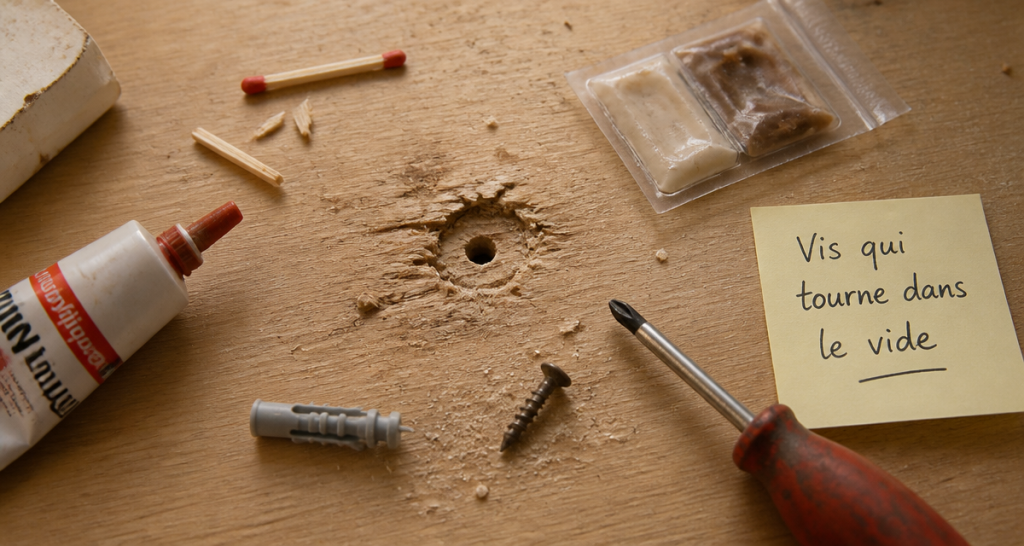 comment serrer une vis qui tourne dans le vide bois