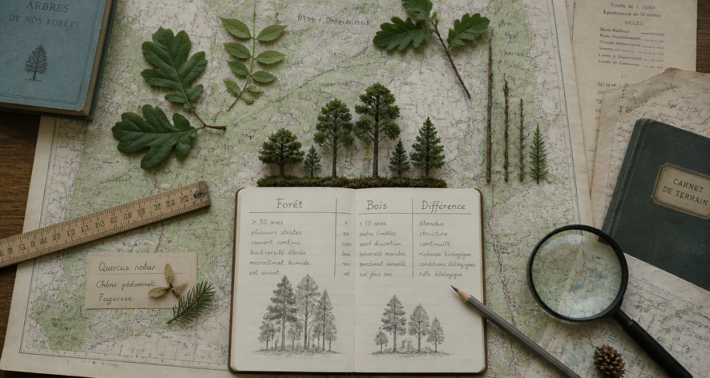 foret bois difference sur bureau botanique