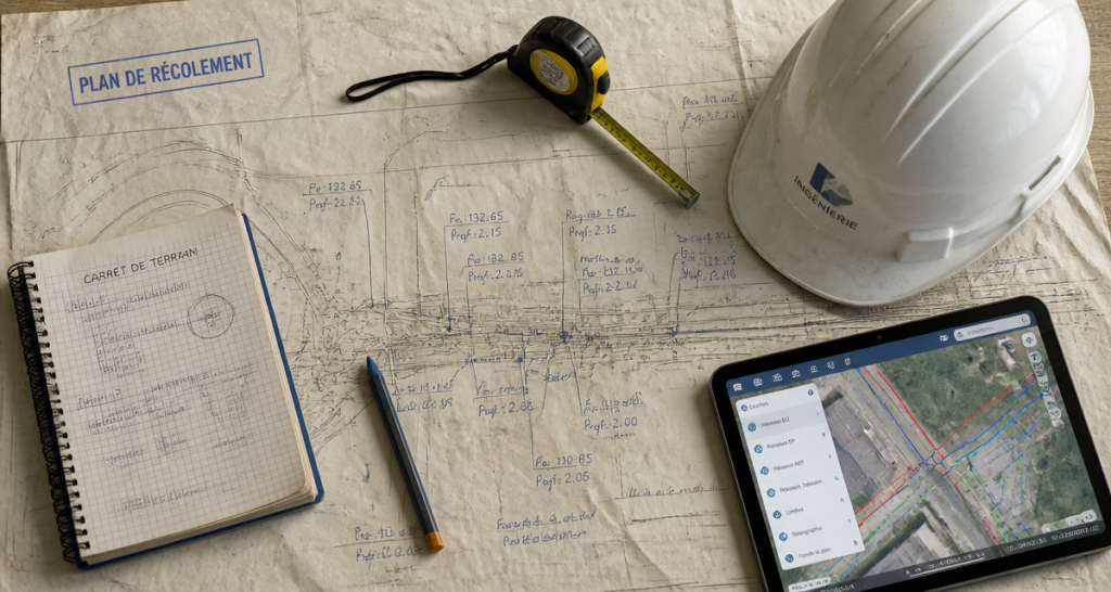 plan de récolement annoté bureau chantier