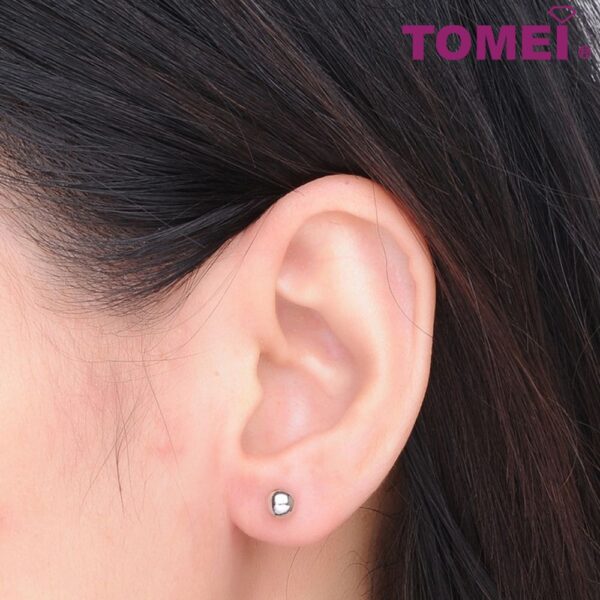 TOMEI Classic Round Stud Earrings, White Gold 585