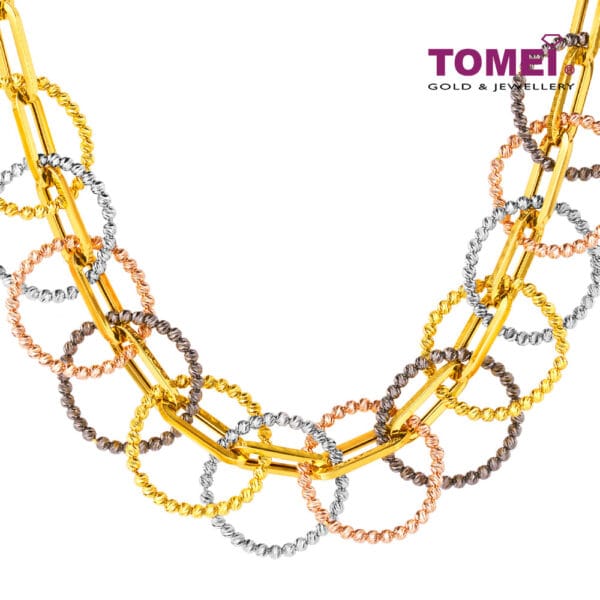 TOMEI Lusso Italia Jolly Halos Collection 4-Tone Necklace, Yellow Gold 916