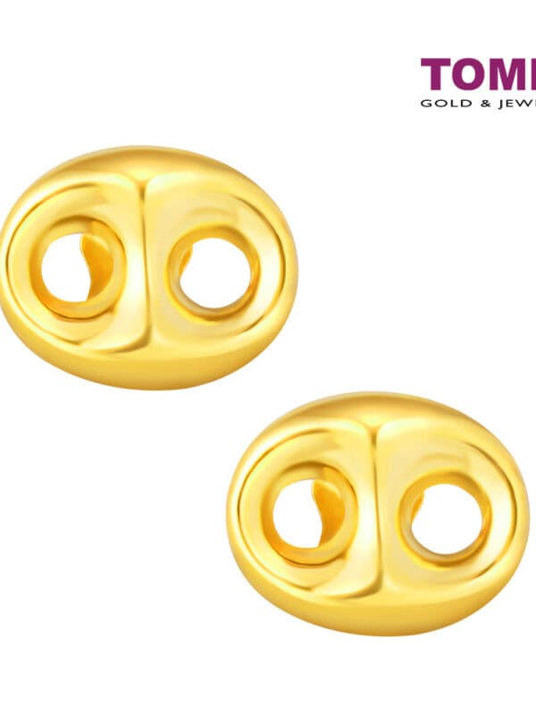 TOMEI Lusso Italia Oval Button Earrings, Yellow Gold 916