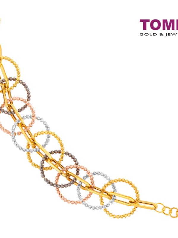 TOMEI Lusso Italia Jolly Halos Collection 4-Tone Bracelet, Yellow Gold 916