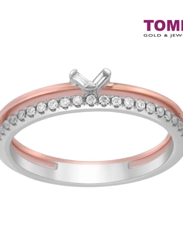 TOMEI Precious Trinity Collection Diamond Ring, White+Rose Gold 585