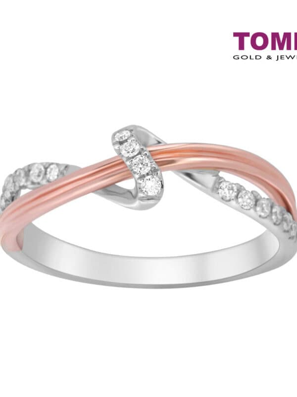 TOMEI Precious Trinity Collection Diamond Ring, White+Rose Gold 585