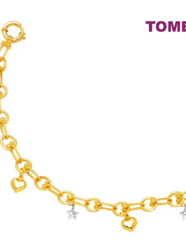 1000x1000_0003s_0002_Layer39_5e44270f-87b9-4c1e-9586-25e9f5ba6f6e TOMEI Lusso Italia Chain Dual-Tone Heart & Star Bracelet, Yellow Gold 916