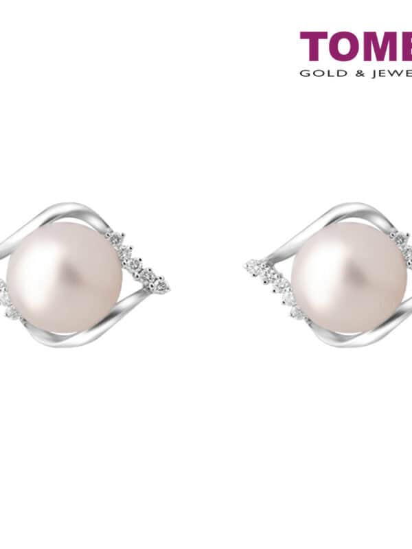 TOMEI Pearl Diamond Earrings, White Gold 750 (E611)