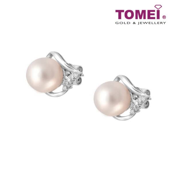 TOMEI Pearl Diamond Earrings, White Gold 750 (E611)