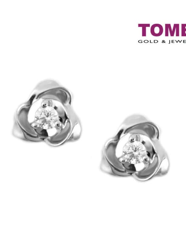 TOMEI Glittering Floriated Sparks Diamond Earrings, White Gold 375 (E1488)