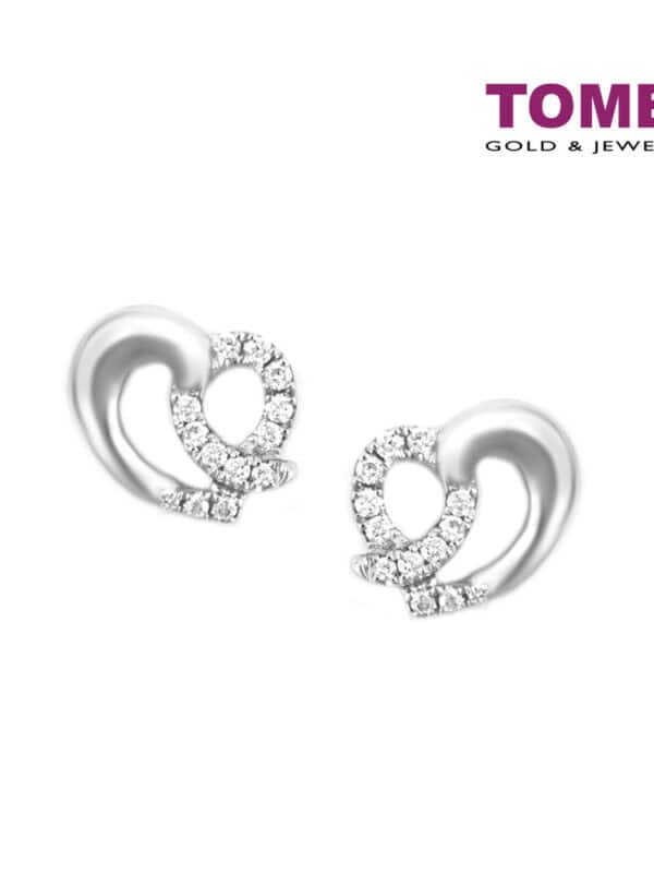 TOMEI Coruscatingly Illustrious Hearts Diamond Earrings, White Gold 585