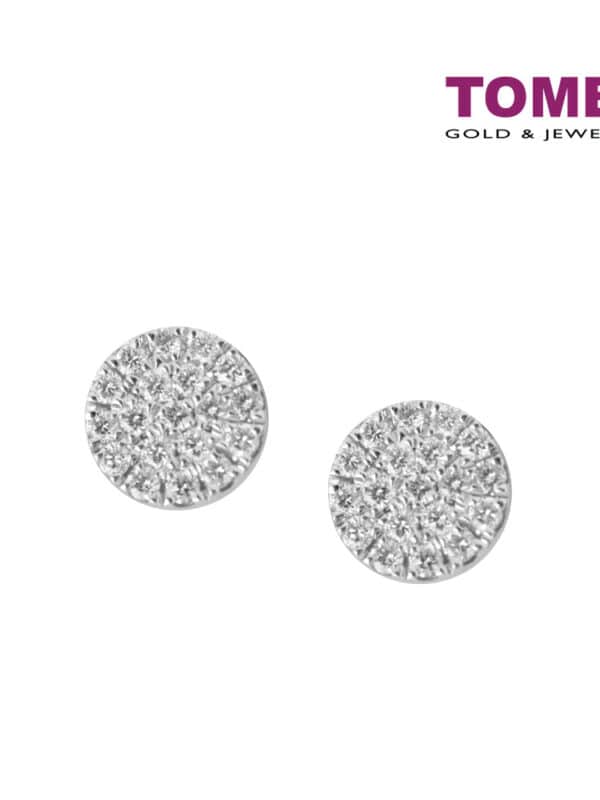 TOMEI Classic Round Stud Earrings, Diamond White Gold 585 (E1116)