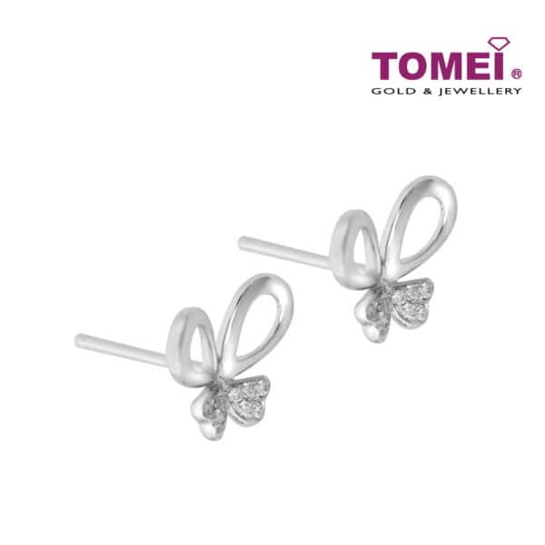 TOMEI Butterfly Earrings, Diamond White Gold 585