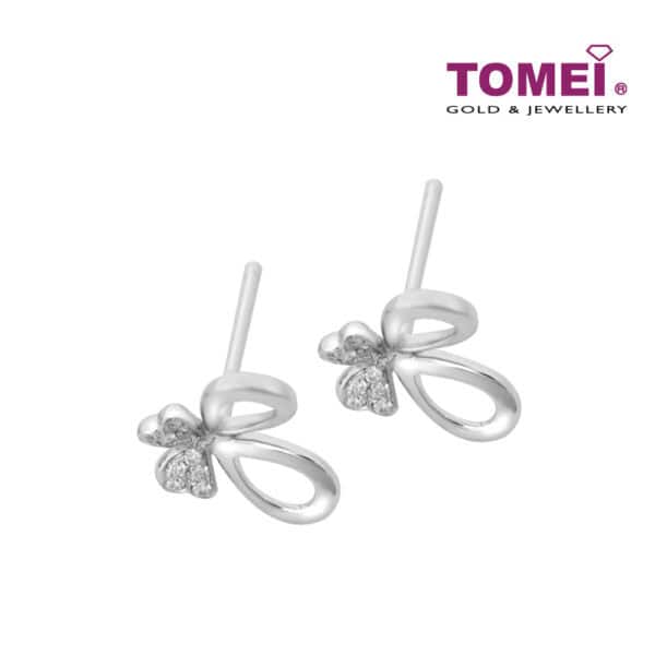 TOMEI Butterfly Earrings, Diamond White Gold 585