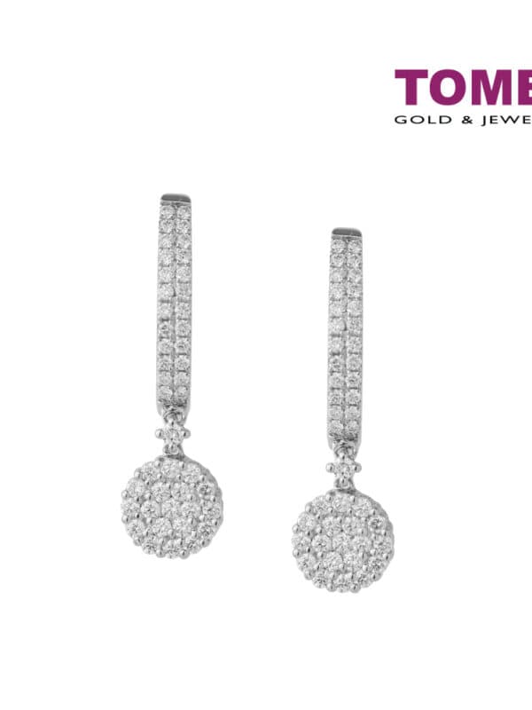 TOMEI Diamond Loop Earrings, White Gold 750 (E1068)