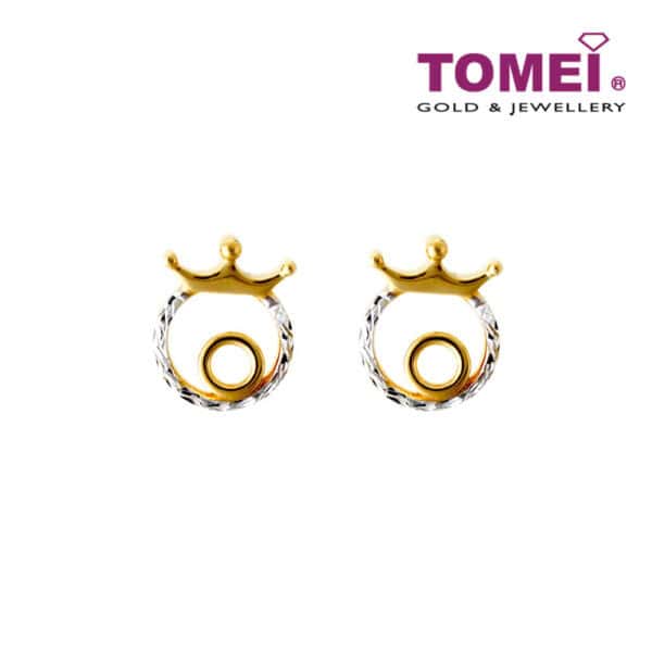 1000x1000px_0014_9Q0264795_3 TOMEI Crown Round Earrings, Yellow Gold 916