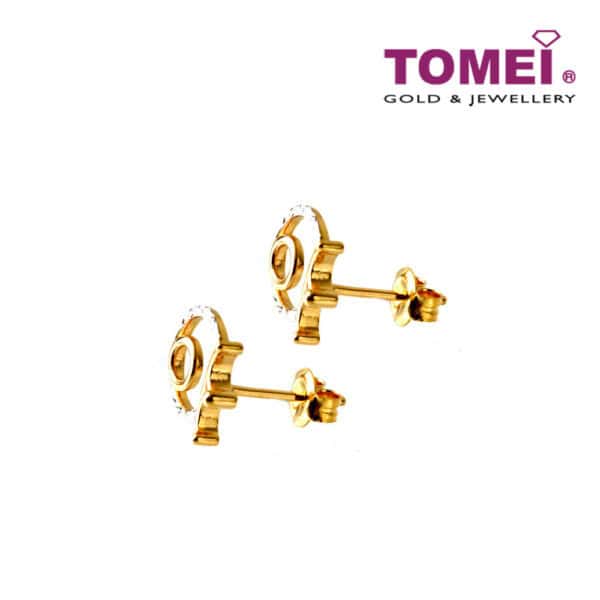 1000x1000px_0015_9Q0264795_2 TOMEI Crown Round Earrings, Yellow Gold 916