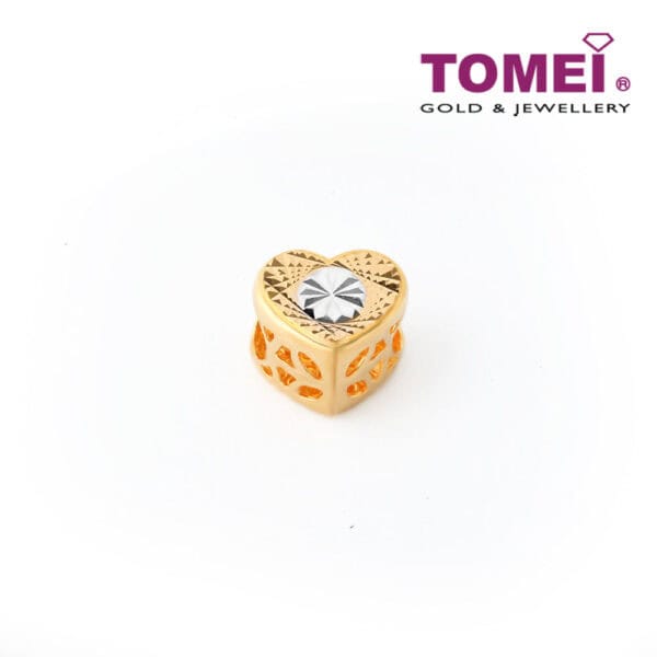 TOMEI Ornately Stellar Aureate Heart Masterpiece Charm, Yellow Gold 916 (TM-PT138-2C)