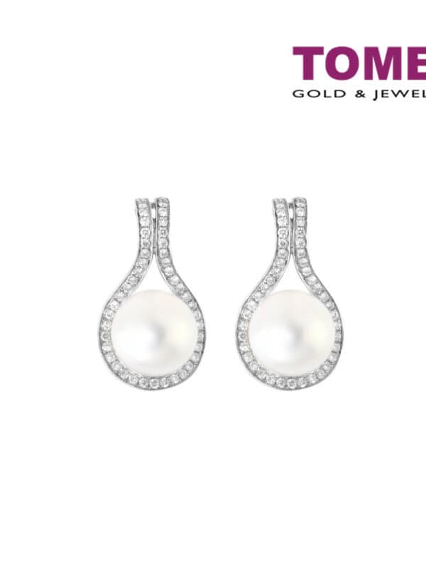 TOMEI Earrings, Diamond Pearl White Gold 750 (E567)