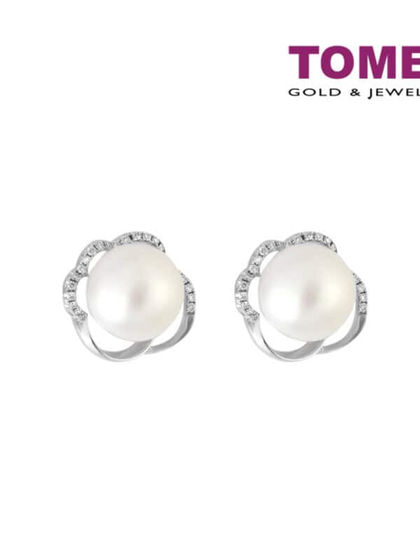 TOMEI Earrings, Diamond Pearl White Gold 750 (E1149)