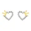 TOMEI Dual- Tone Lusso Italia Heart with Crown Earrings, Yellow Gold 916