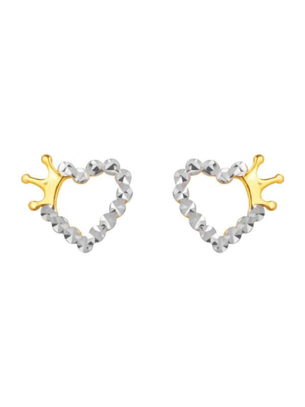 1100x762_19Sepcopy_0038_IQ-X1E183229-2C TOMEI Dual- Tone Lusso Italia Heart with Crown Earrings, Yellow Gold 916