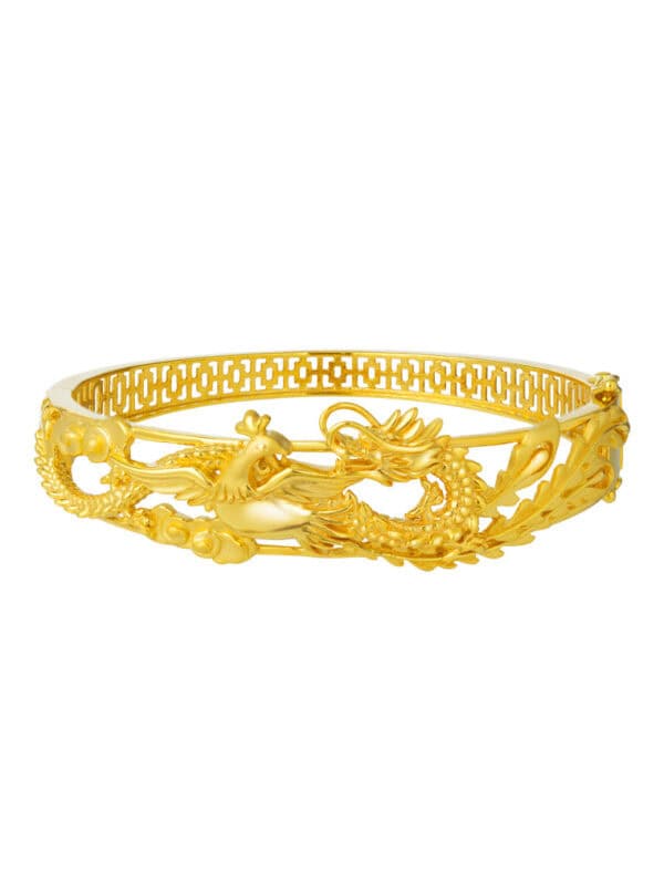 TOMEI Dragon & Phoenix Bangle, Yellow Gold 916