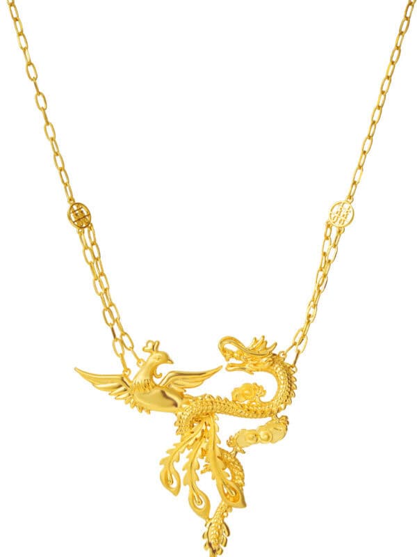 TOMEI Dragon & Phoenix Necklace, Yellow Gold 916
